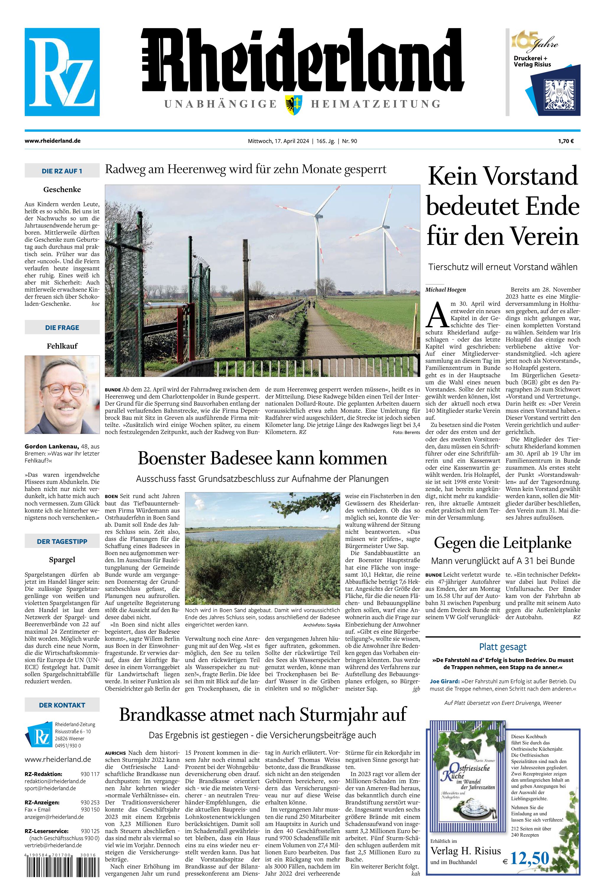 Rheiderland Zeitung vom 17.04.2024
