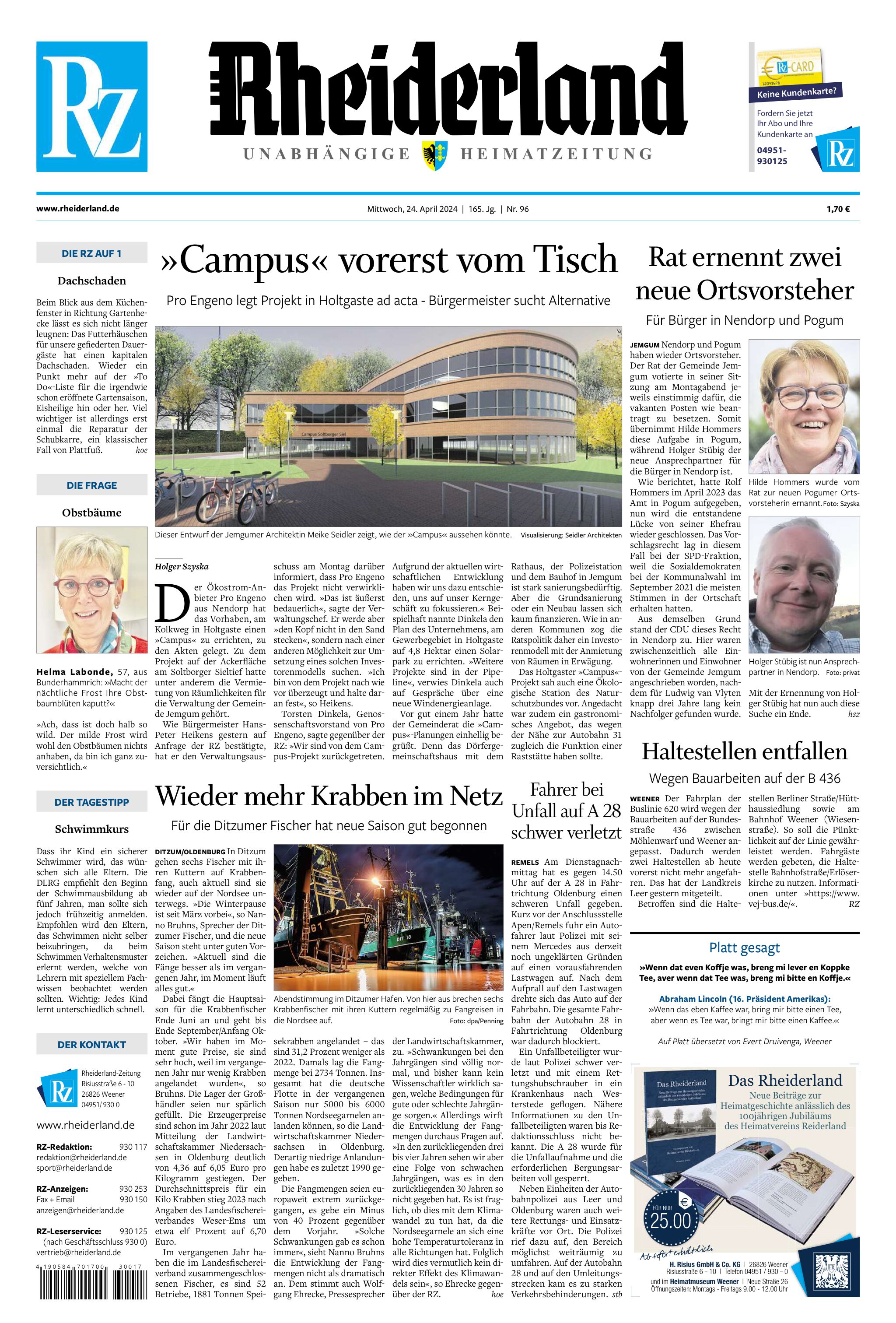 Rheiderland Zeitung vom 24.04.2024