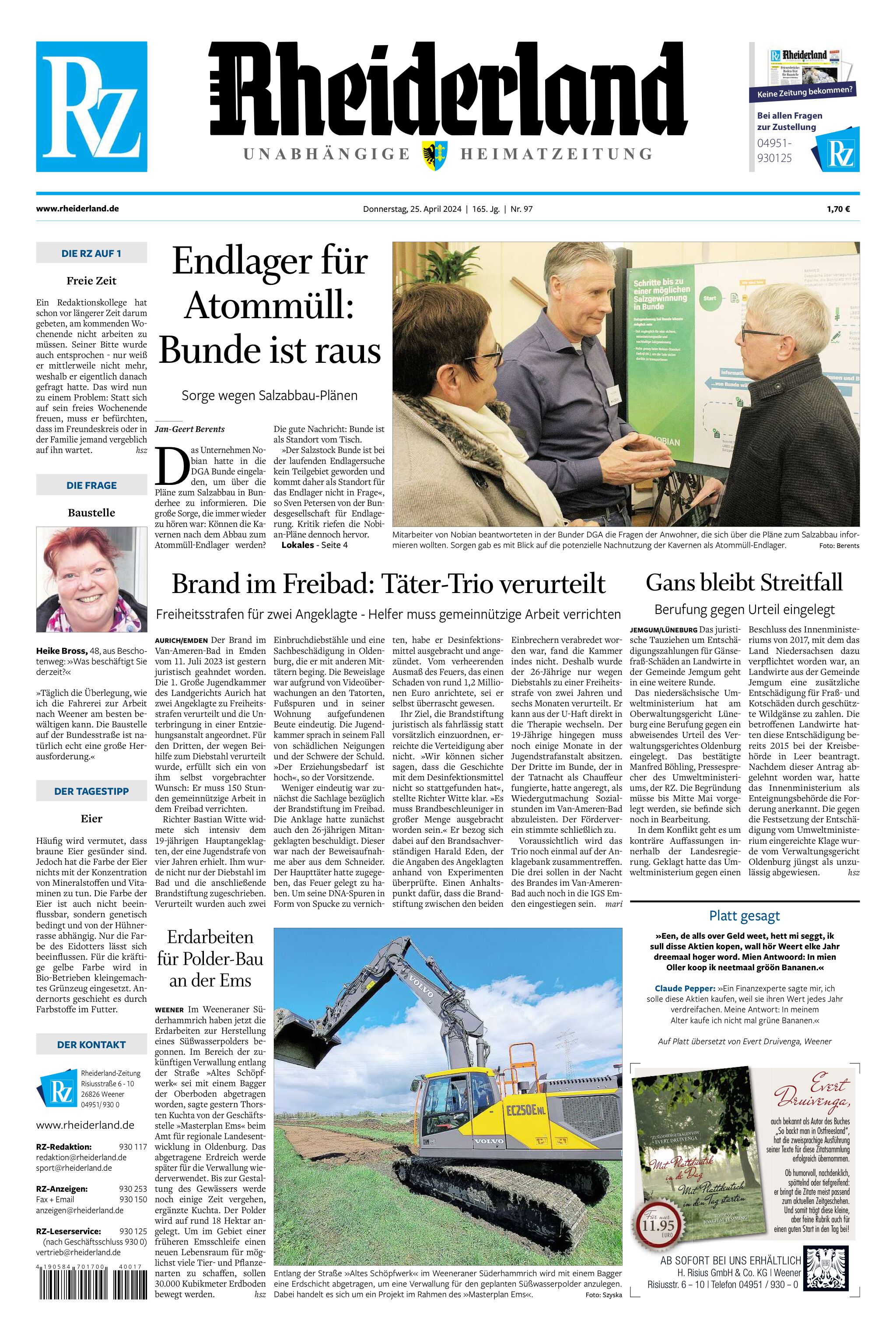 Rheiderland Zeitung vom 25.04.2024