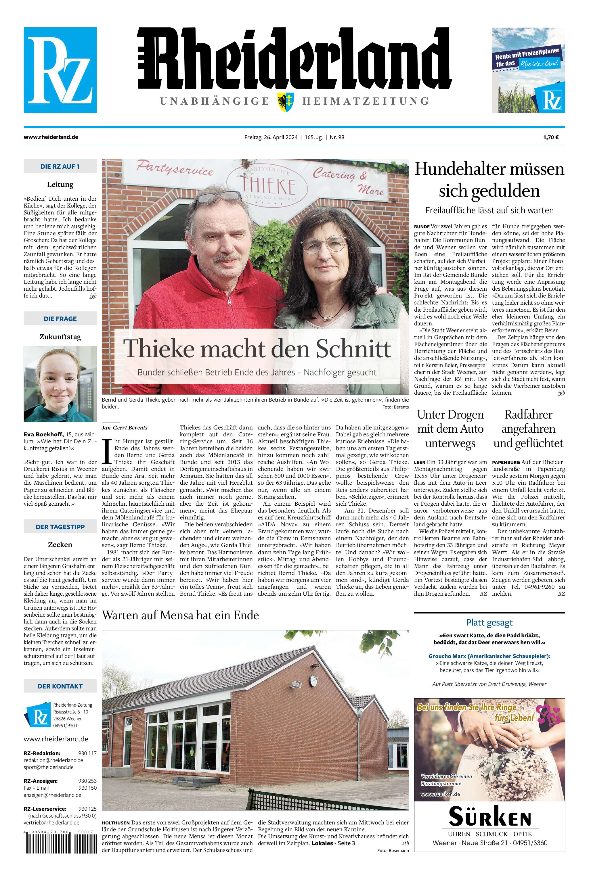Rheiderland Zeitung vom 26.04.2024