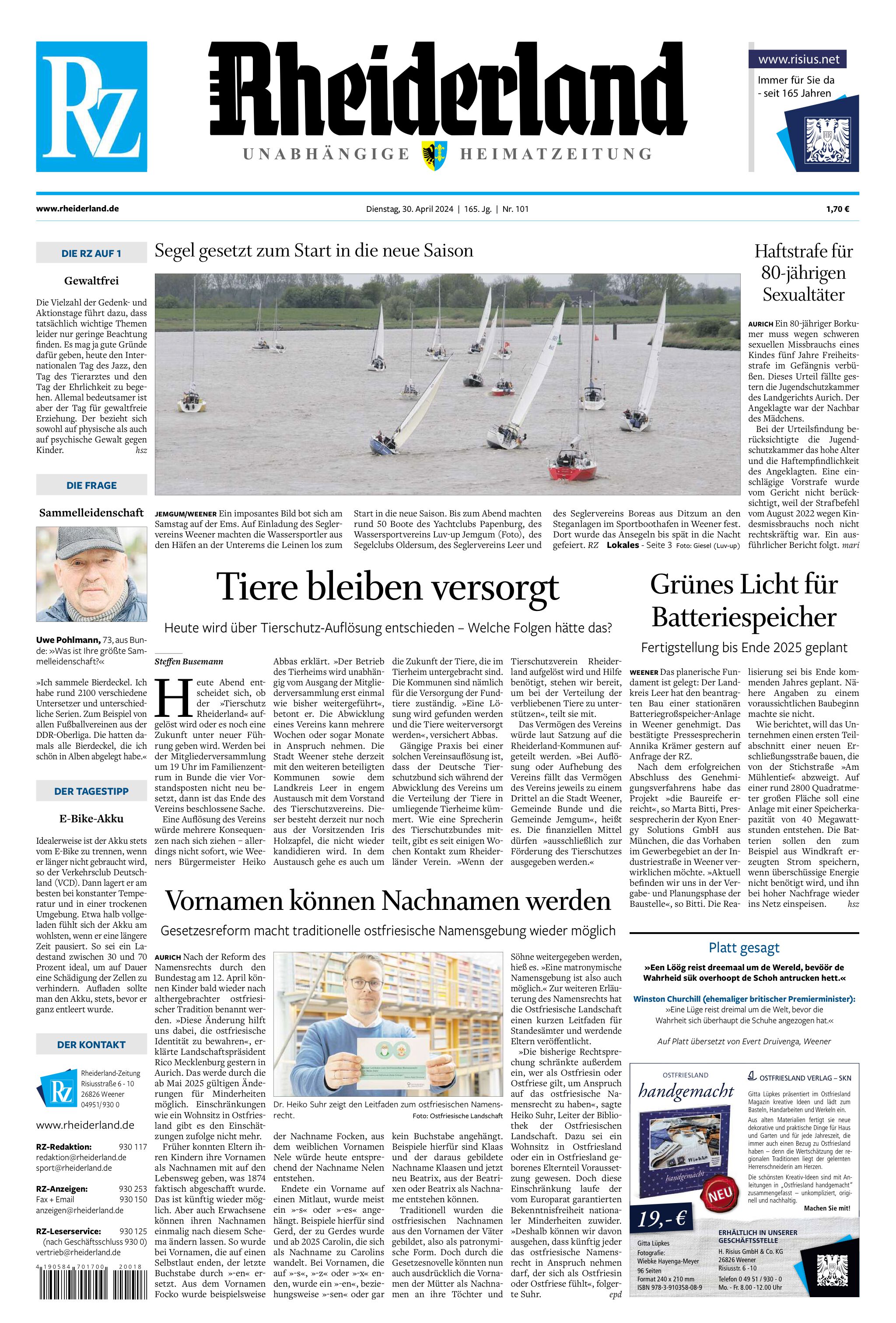 Rheiderland Zeitung vom 30.04.2024